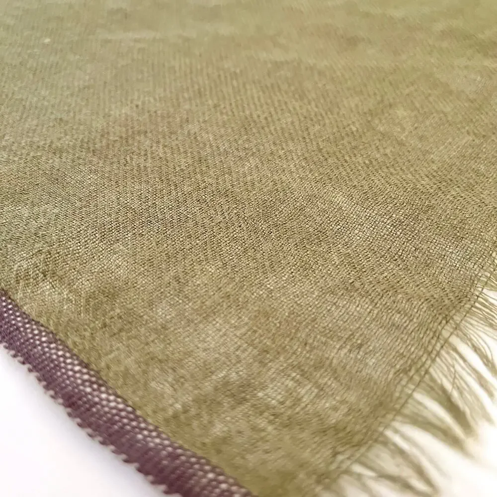 Matta Wool Silk Olive Green White Polka-Dot Lightweight Patti Scarf